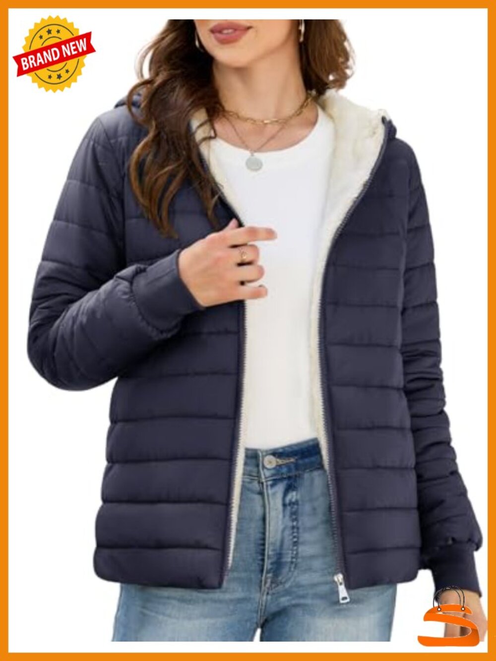 Women's Lightweight Packable Puffer Jacket Fleece Lined Hooded Zip